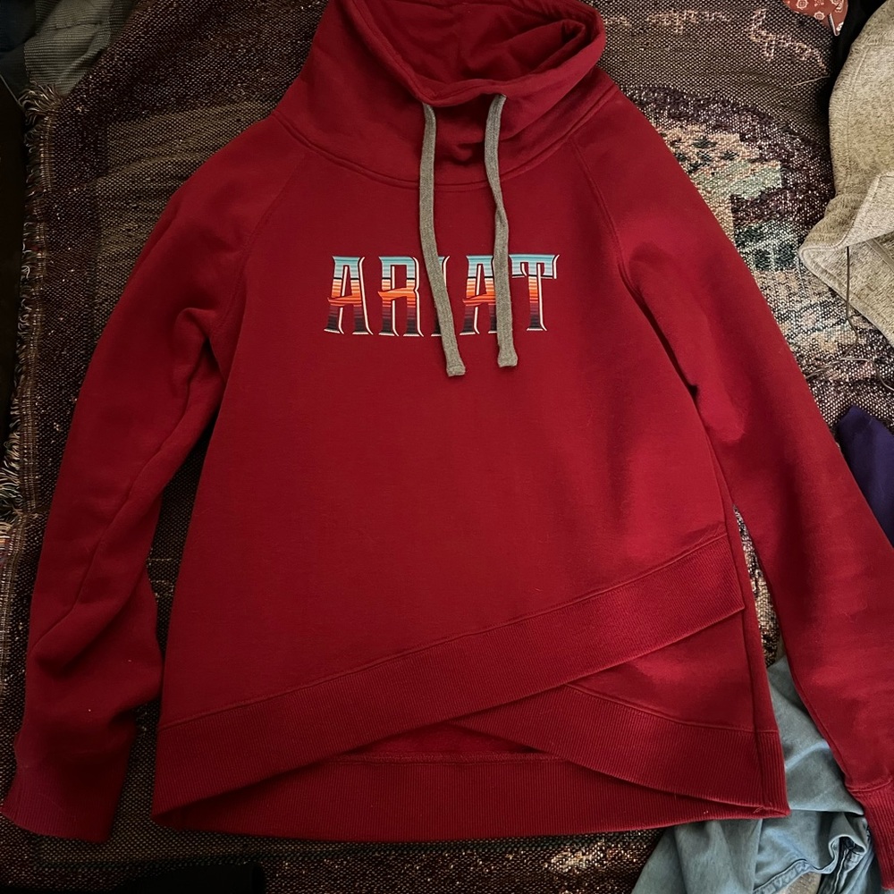 Cowl neck sweatshirt.
